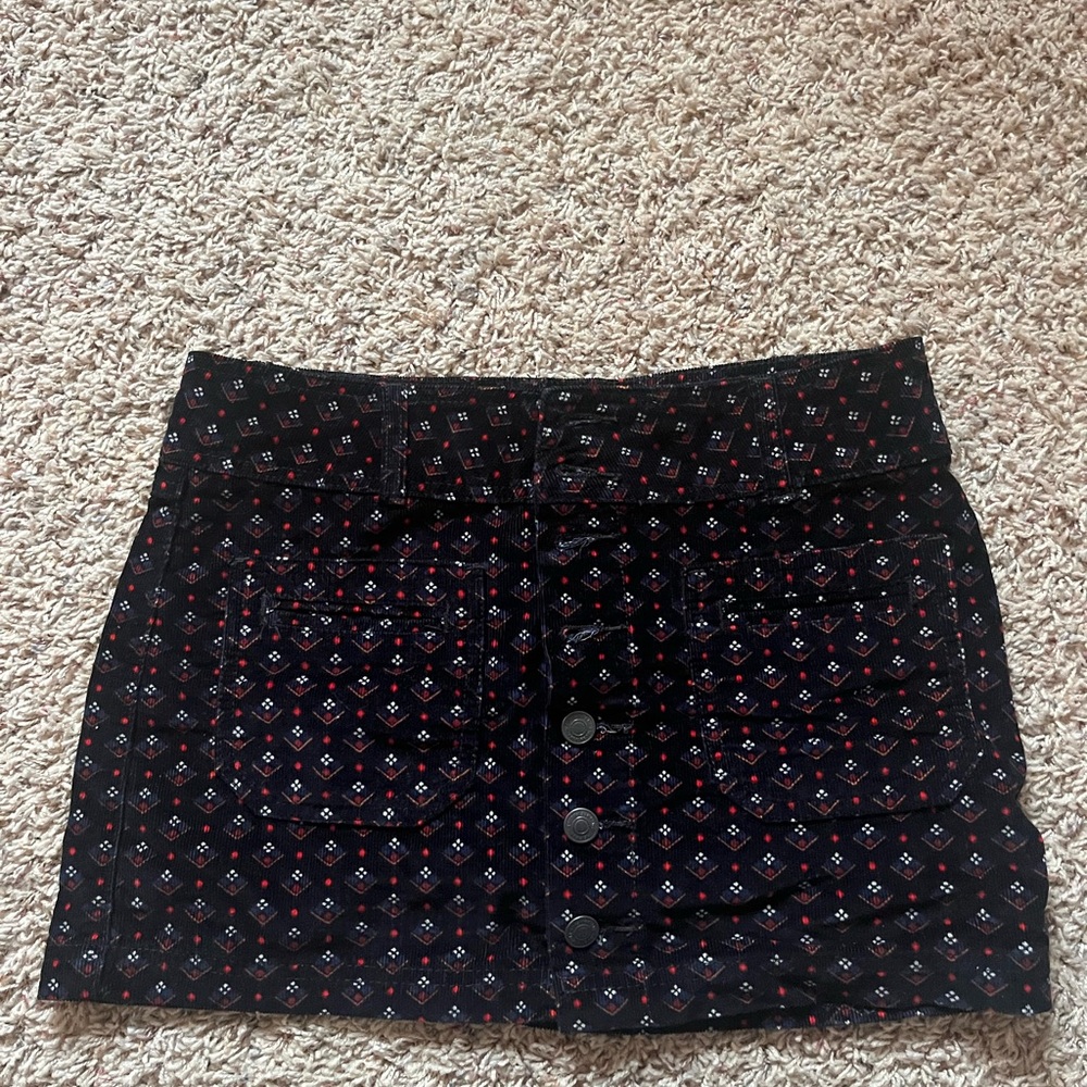 Free People Stylish Black Patterned Mini Skirt
